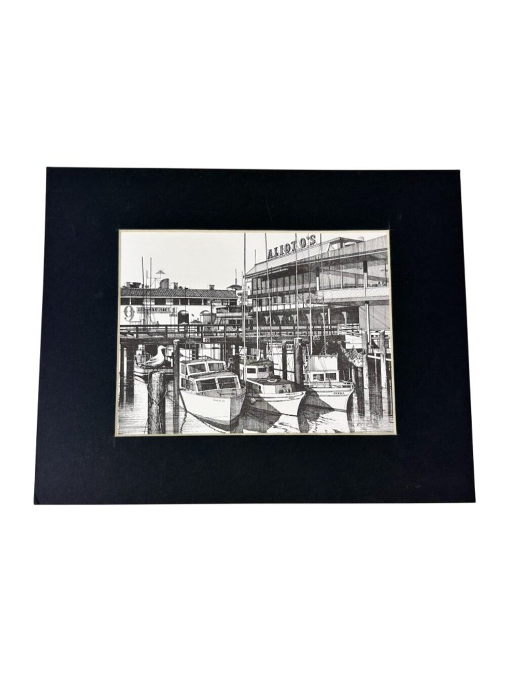 Martin Tang Artist Fisherman's Wharf Boat Dock Drawing Art Lithograph Print